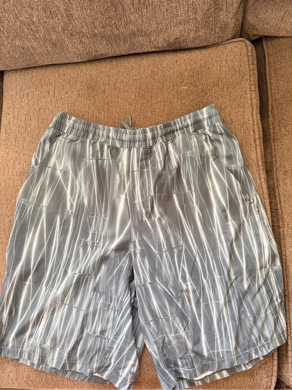 lululemon athletica Light Gray Striped Swim or Athlectic Trunks